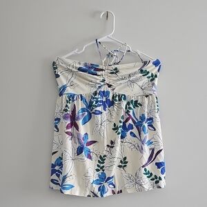 Floral Blue and Purple Tube Top